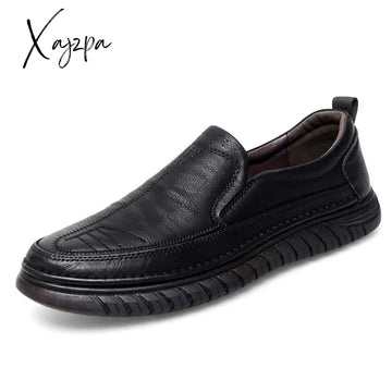 Xajzpa - Men’s Loafers Fashion Leather Flats Classics Driving Shoes Comfortable Rubber Platform